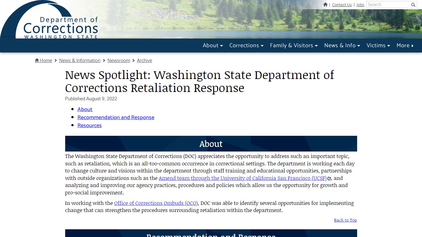 News Spotlight: Washington State Department of Corrections Retaliation ...